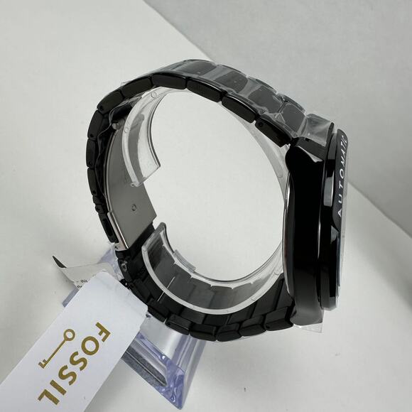 Fossil Mens Automatic Watch Skeleton Evanston Black Stainless Steel BQ2621 - Picture 5 of 8